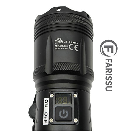 100W Lazer LED El Feneri - 2200 Metre Menzil, 7200mAh Powerbank Özellikli, Dijital Göstergeli ve 5 Mod