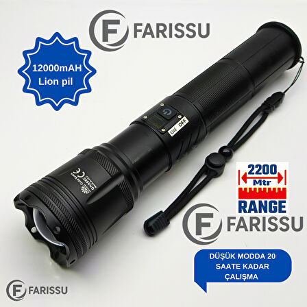 150W Ultra Güçlü Lazer LED El Feneri – 15000 Lümen, 12000mAh Powerbank Özellikli Dijital Göstergeli