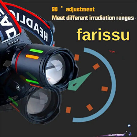 30W Ultra Güçlü LED Kafa Lambası (4 Adet Pilli - Yedek Bataryalı Set) - 3000 Lümen 1000m Menzil