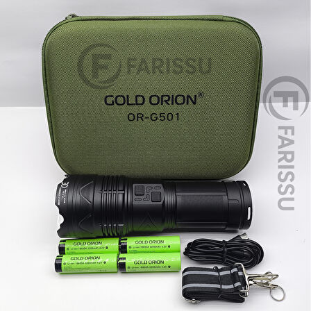 OR-G501 Geceyi Gündüze Çeviren 3 KM Menzilli Dev Projektör Fener (Powerbank Özellikli Yedek Pilli Full Set)