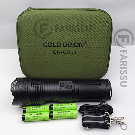 OR-G501 Geceyi Gündüze Çeviren 3 KM Menzilli Dev Projektör Fener (Powerbank Özellikli Yedek Pilli Full Set)