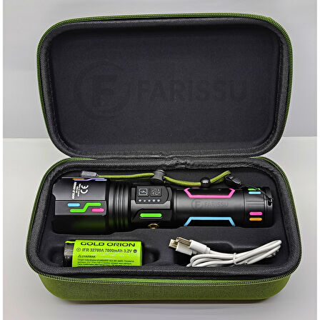 OR-G650 Ultra Güçlü Şarjlı El Feneri | 2 KM Menzil, Powerbank Özellikli, Zoomlu ve Özel Çantalı (200 Watt)