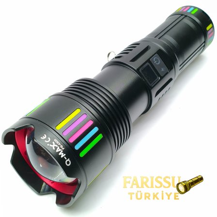 90W 9000 Lümen Şarj Edilebilir Uzun Menzilli Profesyonel El Feneri – Dijital Göstergeli, Zoomlu, 5 Modlu