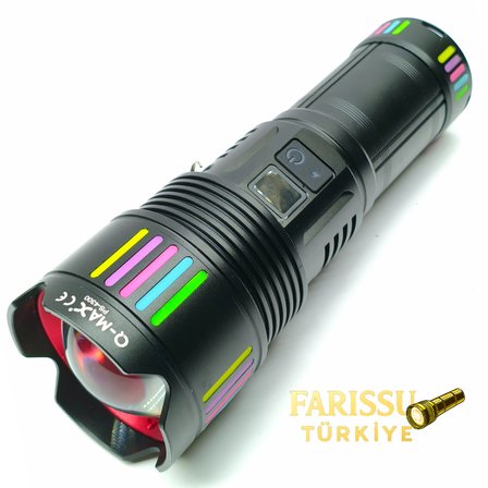 90W 9000 Lümen Şarj Edilebilir Uzun Menzilli Profesyonel El Feneri – Dijital Göstergeli, Zoomlu, 5 Modlu
