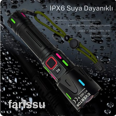 AVANTAJLI PAKET RT-063 B 60W 6000 Lümen Beyaz Lazer Fener - Yedek Pil Setli