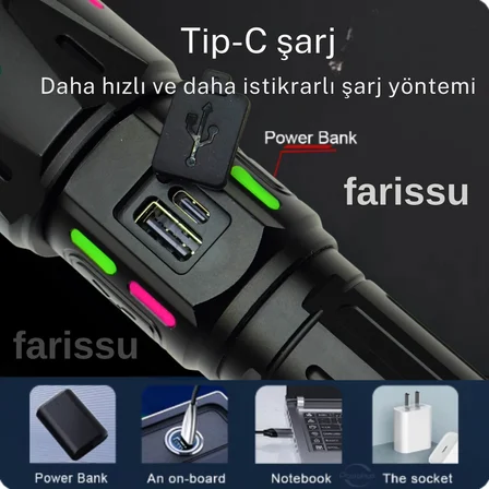 AVANTAJLI PAKET RT-063 B 60W 6000 Lümen Beyaz Lazer Fener - Yedek Pil Setli