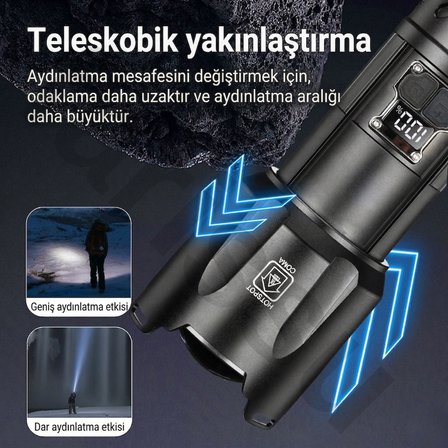 Everton RT-T709 6000 Lümen 60W Şarjlı El Feneri - 2 KM Menzilli, 10400 mAh Powerbank Özellikli