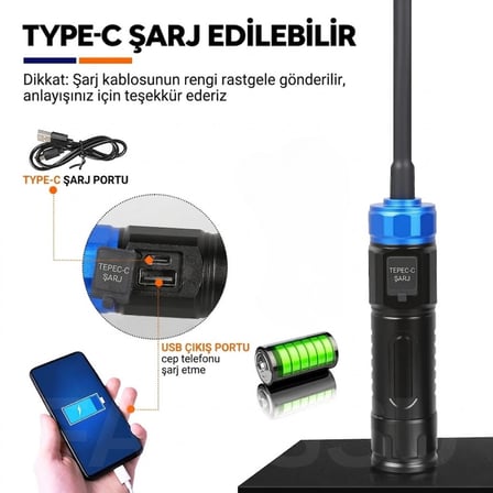 5200 mAh Manyetik Şarjlı Led Çalışma Işığı - 3000 Lümen Esnek Boyunlu Tamir ve Kamp Feneri