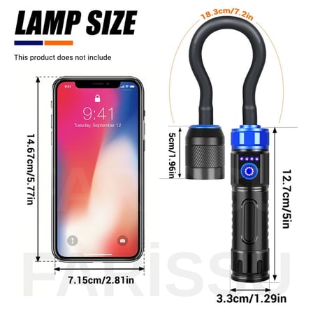 5200 mAh Manyetik Şarjlı Led Çalışma Işığı - 3000 Lümen Esnek Boyunlu Tamir ve Kamp Feneri