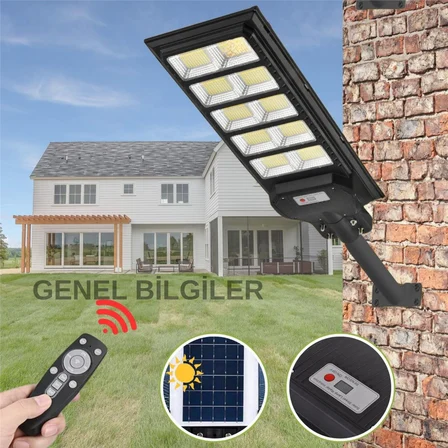 1200W Solar Led Sokak Lambası 48 cm - Bahçe, Garaj ve Park Aydınlatma Armatürü (Her Şey Dahil Paket)