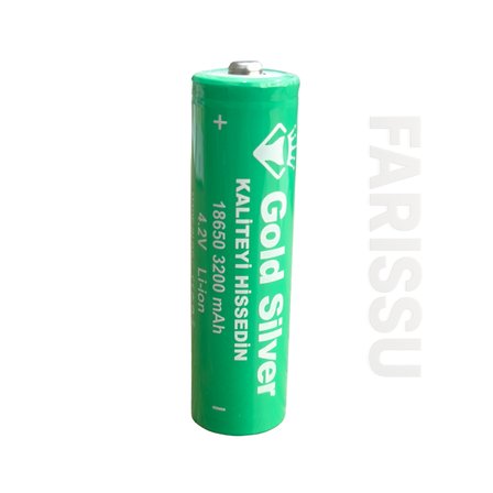 Gold Silver 18650 El Feneri ve Kafa Lambası İçin Şarj Edilebilir Li-ion Pil - 3200 mAh 4.2V (5 Adet)