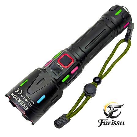 Ultra Güçlü Beyaz Lazer LED El Feneri - 2 KM Menzilli & Powerbank Özellikli (Çift Pil Setli)