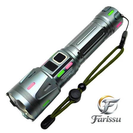 Ultra Güçlü Beyaz Lazer LED El Feneri - 2 KM Menzilli & Powerbank Özellikli (Çift Pil Setli)