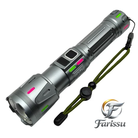 Ultra Güçlü Beyaz Lazer LED El Feneri - 2 KM Menzilli & Powerbank Özellikli (Çift Pil Setli)