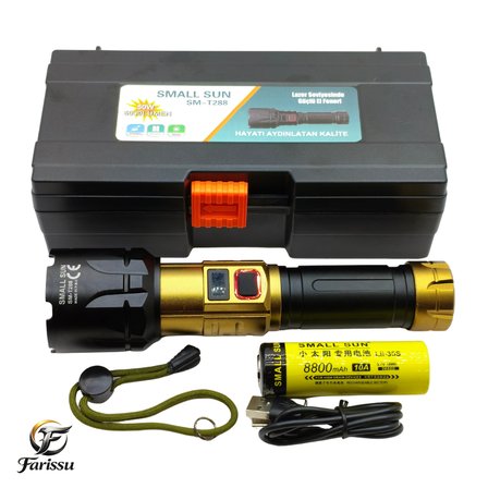 Small Sun SM-T288 50W 5000 Lümen Dijital Ekranlı Şarjlı El Feneri - 8800mAh Pil