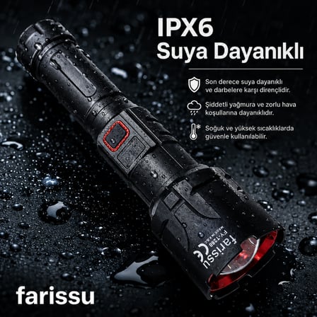 FY-T288 50W 5000 Lümen Ultra Parlak Şarjlı El Feneri | Yedek Bataryalı 1.5 Km Menzilli Powerbank Özellikli