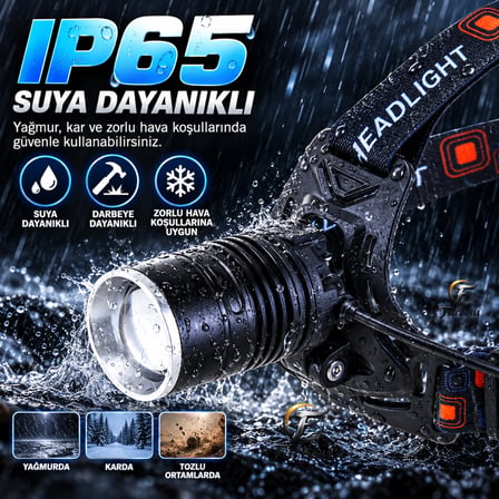 IR-013-2 Profesyonel Şarjlı Kafa Lambası - Yedek Bataryalı (2x 18650 Pil), 40W 4000 Lümen 3 KM Menzilli