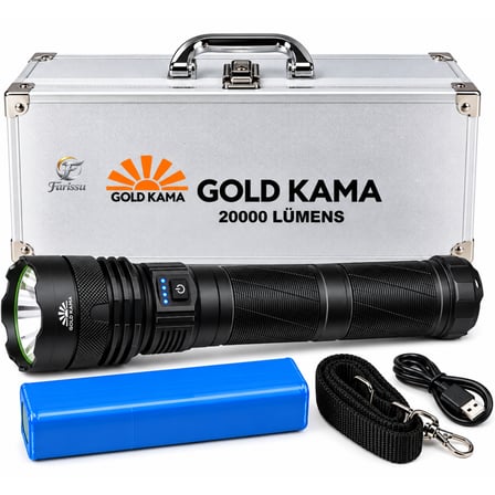 20000 Lümen Şarjlı LED El Feneri, 2-3 KM Menzilli, Zoomlu, 5 Modlu, Powerbank Özelliklİ