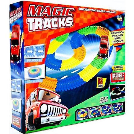 MAGIC TRACK YARIŞ PİSTİ FOSFORLU RAYLAR 168 PARÇA 2.10 CM 1 ARABALI OYUNCAK YARIŞ SETİ EĞİTİCİ OYUNCAK