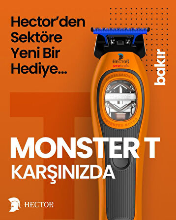 Hector MONSTER T - Profesyonel Sıfırlama ve Sakal Kesim Makinesi - TURUNCU