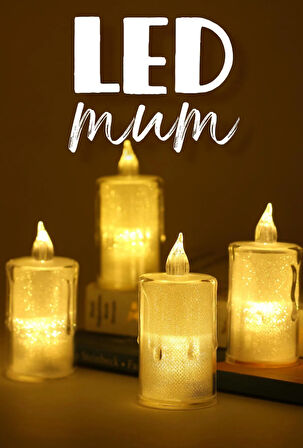 Led Mum Seti 4 Adet Eriyen Pilli Dumansız Alevli Ledli Dekoratif Yapay Mum Dekor Işığı 6 Cm