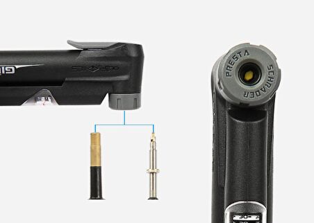 Giyo Gp-41CP Mini Bisiklet Pompası Basınç Göstergeli Clever Valve