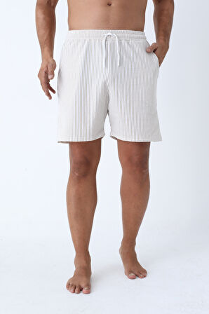 Raspberry Suyolu Çizgili Erkek Cepli Şort