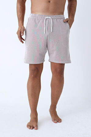 Raspberry Suyolu Çizgili Erkek Cepli Şort