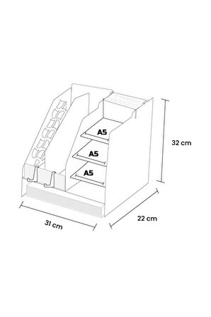 Evrak Rafı Pratik Masa Üstü Düzenleyici Ahşap Organizer Sarı