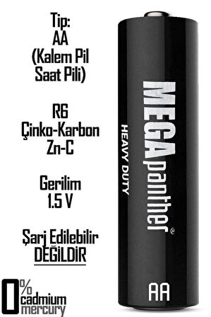 Kalın Kalem Pil Saat Pili 4lü AA R6 Zn-C 1.5V