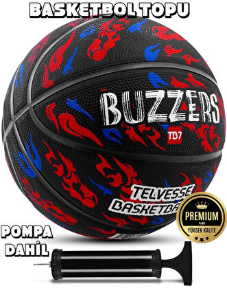 Basketbol Topu Pompalı 7 No TB-500 Buzzers Grafiti Kauçuk Dayanıklı Deep Channel Kabartma