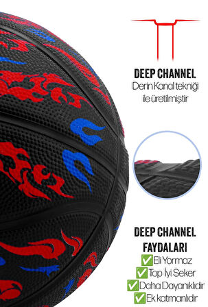 Basketbol Topu Pompalı 7 No TB-500 Buzzers Grafiti Kauçuk Dayanıklı Deep Channel Kabartma