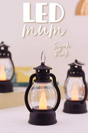 Led Mum Mini Kamp Tipi 3 Adet Pil Dahil Dumansız Alev Ledli  Dekor Işığı SİYAH PT430