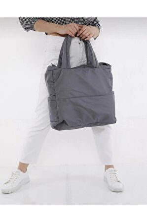 Kabartmalı Puf Kumaş Shopper Kadın Omuz Kol Çanta