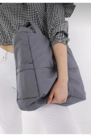 Kabartmalı Puf Kumaş Shopper Kadın Omuz Kol Çanta