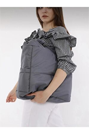 Kabartmalı Puf Kumaş Shopper Kadın Omuz Kol Çanta