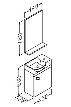 MİNİ 45 CM SOL BANYO DOLABI - BEYAZ