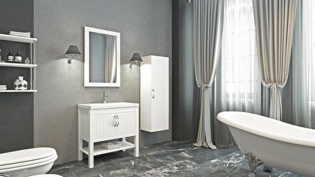 HELEN 80 CM BANYO DOLABI BEYAZ  - BOY DOLAP DAHİL 