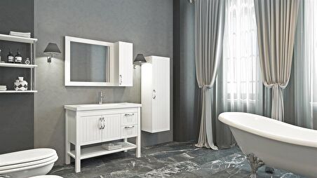 HELEN 100 CM BANYO DOLABI BEYAZ  - BOY DOLAP DAHİL 