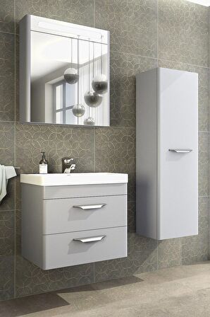 MARİA 60 CM BANYO DOLABI WİNDOW GRİ  - BOY DOLAP DAHİL 