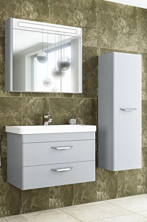 MARİA 80 CM BANYO DOLABI WİNDOW GRİ - BOY DOLAP DAHİL 