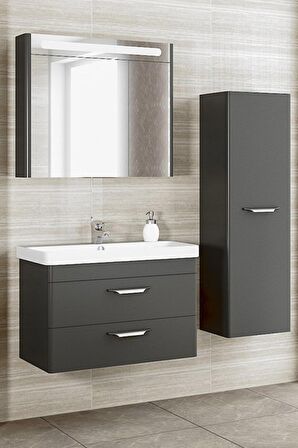 MARİA 80 CM BANYO DOLABI  ANTRASİT - BOY DOLAP DAHİL