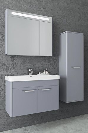 MAUNA 80 CM BANYO DOLABI WİNDOW GRİ - BOY DOLAP HARİÇ 