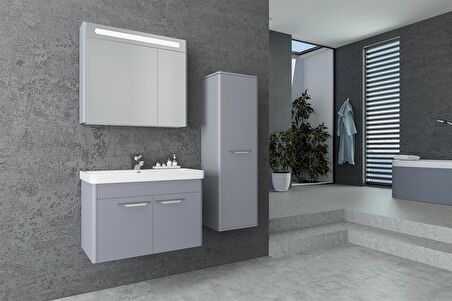 MAUNA 80 CM BANYO DOLABI WİNDOW GRİ - BOY DOLAP HARİÇ 