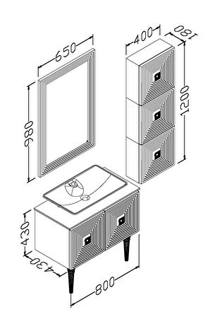 MOSTAR 80CM BEYAZ LAVABOLU BANYO DOLABI BEYAZ - BOY DOLAP DAHİL 