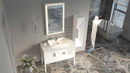 OMENTE 100CM BANYO DOLABI BEYAZ - BOY DOLAP DAHİL 