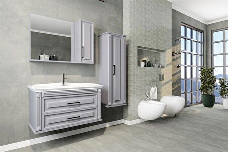 MOSKOVA 100 CM BANYO DOLABI GRİ - BOY DOLAP HARİÇ 