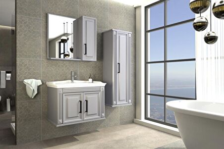 MİLANO 80 CM BANYO DOLABI GRİ - BOY DOLAP DAHİL 