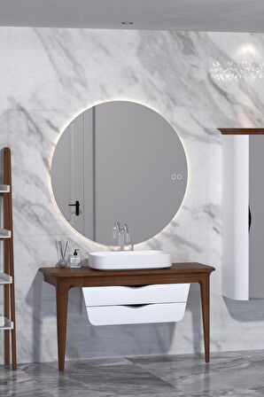 BREZZA 130 CM MASİF TEZGAH BEYAZ LAVABOLU BANYO DOLABI - RAF VE BOY DOLAP MODÜL DAHİL