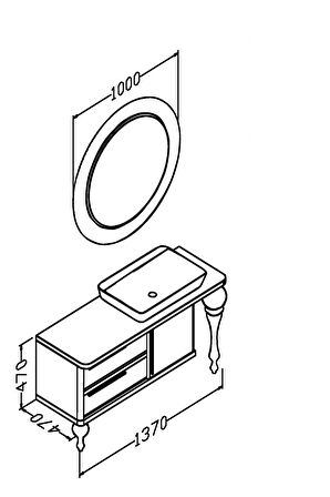 PRESTIGE 140 CM SİYAH LAVABOLU BANYO DOLABI  SİYAH - BOY DOLAP HARİÇ